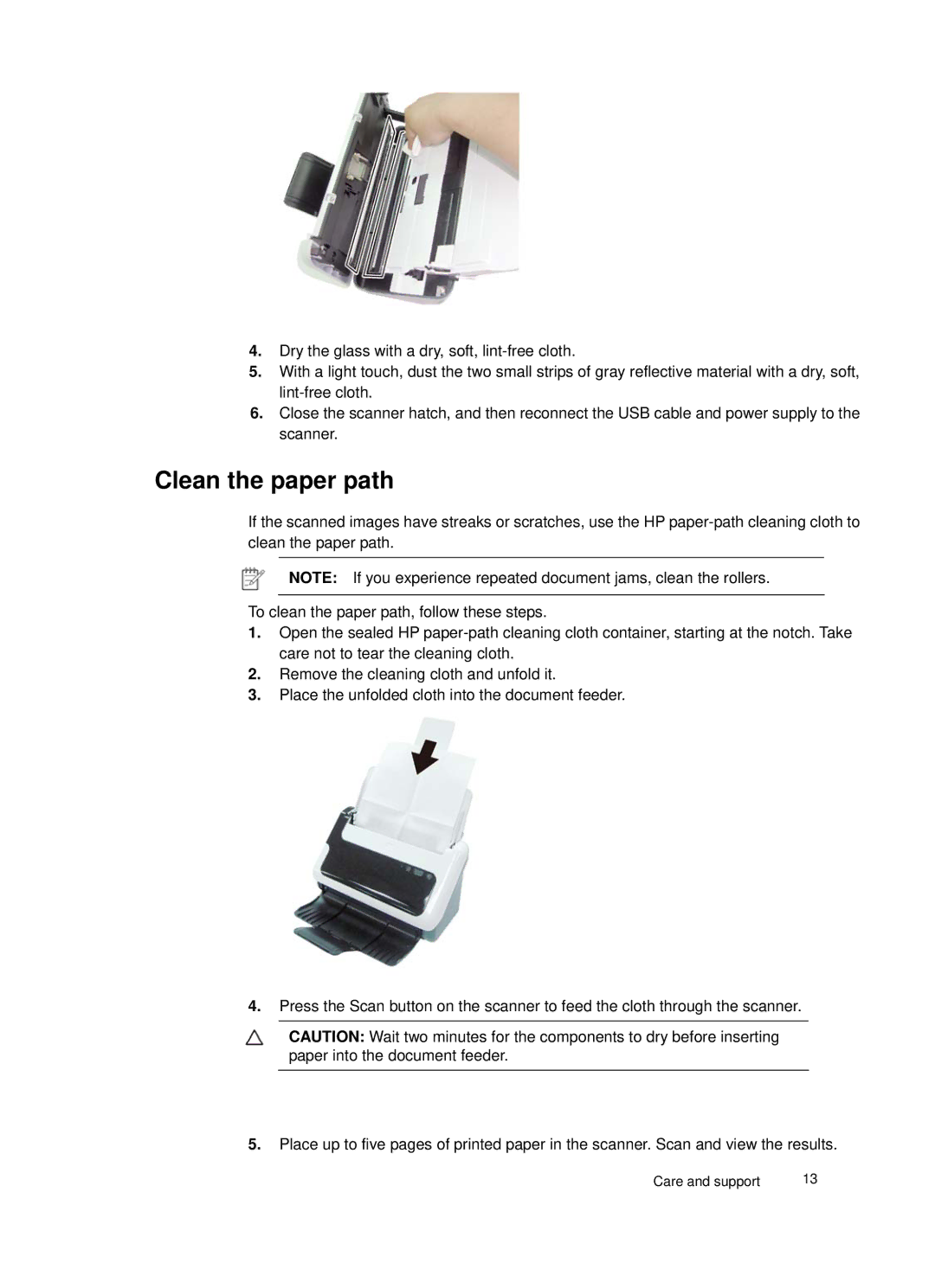 HP 3000 Sheet-feed manual Clean the paper path 