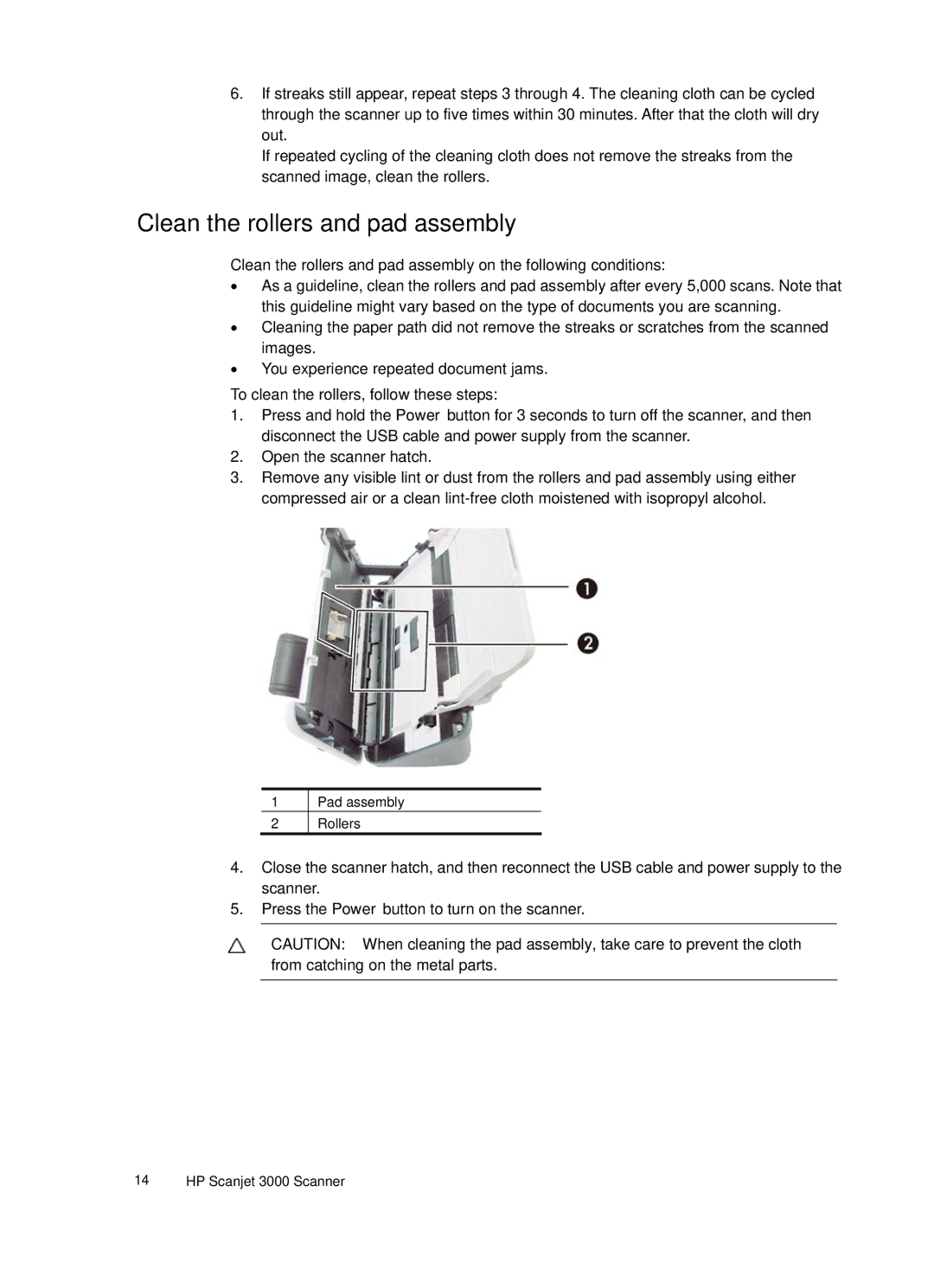 HP 3000 Sheet-feed manual Clean the rollers and pad assembly 