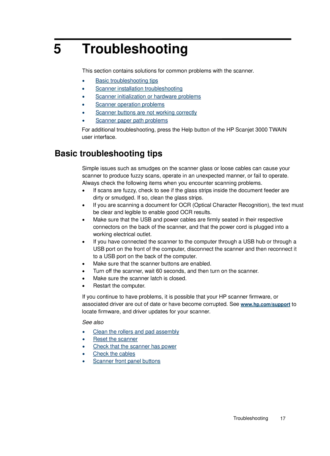 HP 3000 Sheet-feed manual Troubleshooting, Basic troubleshooting tips 