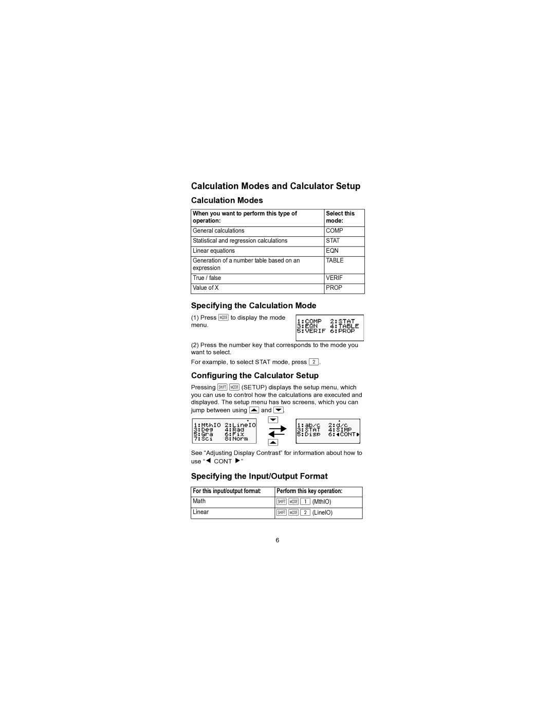 HP 300s+ Scientific manual Calculation Modes and Calculator Setup, Specifying the Calculation Mode 