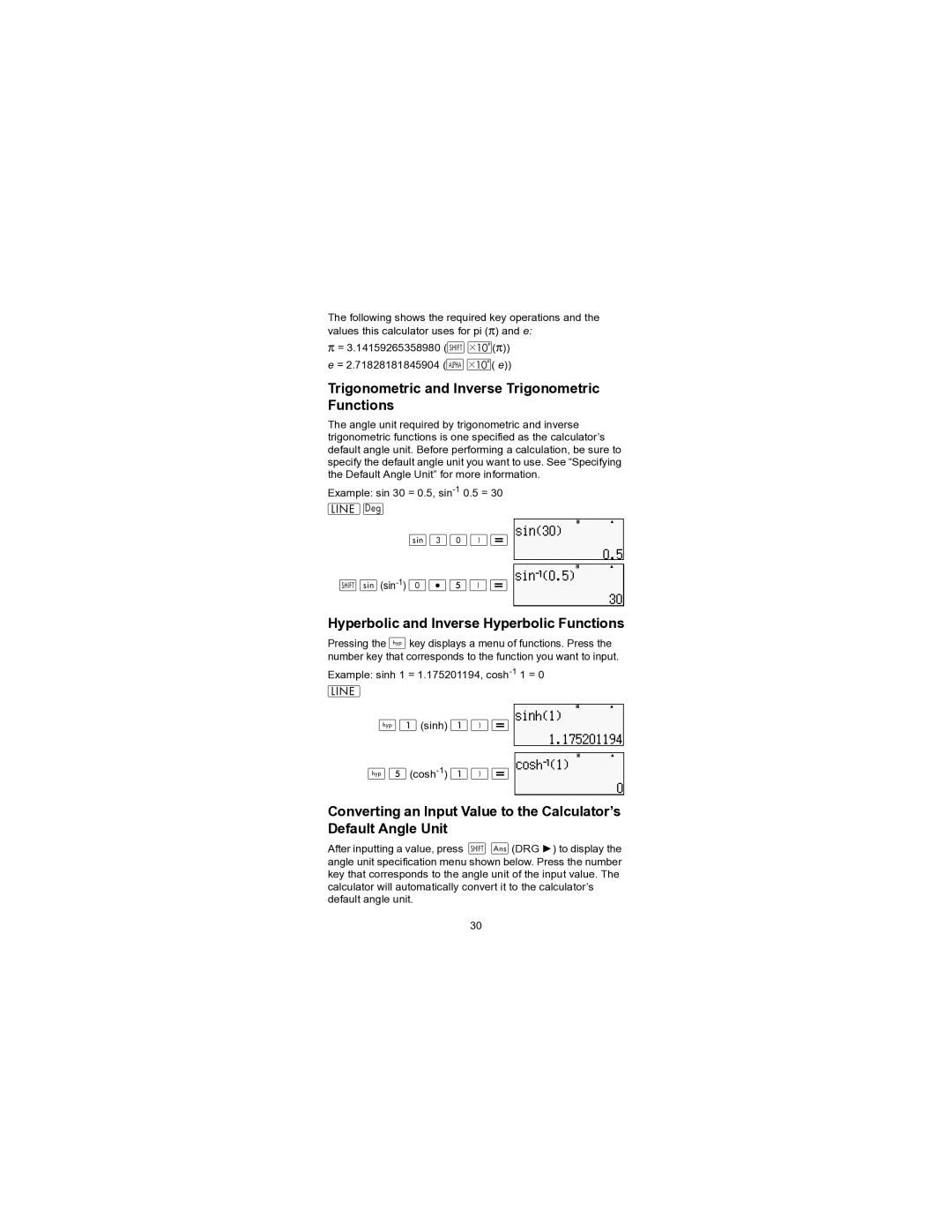 HP 300s+ Scientific manual Trigonometric and Inverse Trigonometric Functions, Hyperbolic and Inverse Hyperbolic Functions 