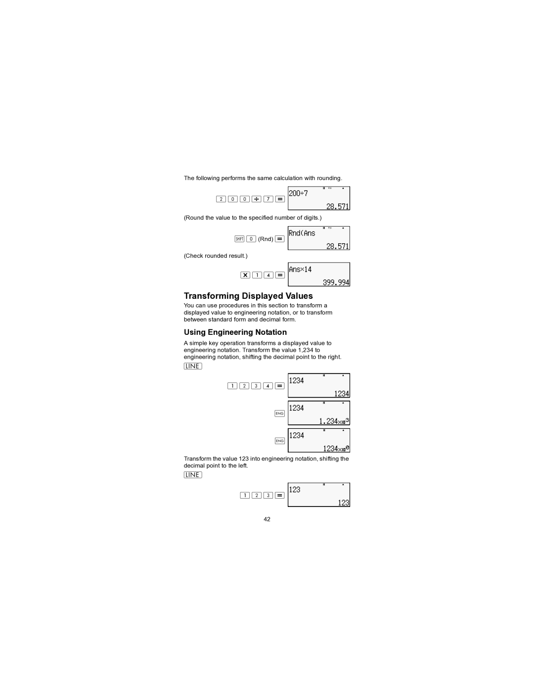 HP 300s+ Scientific manual Transforming Displayed Values, Using Engineering Notation 