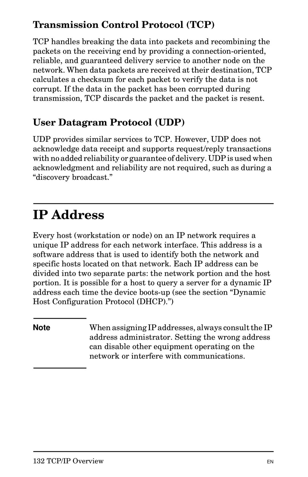 HP 300X manual IP Address, Transmission Control Protocol TCP, User Datagram Protocol UDP 