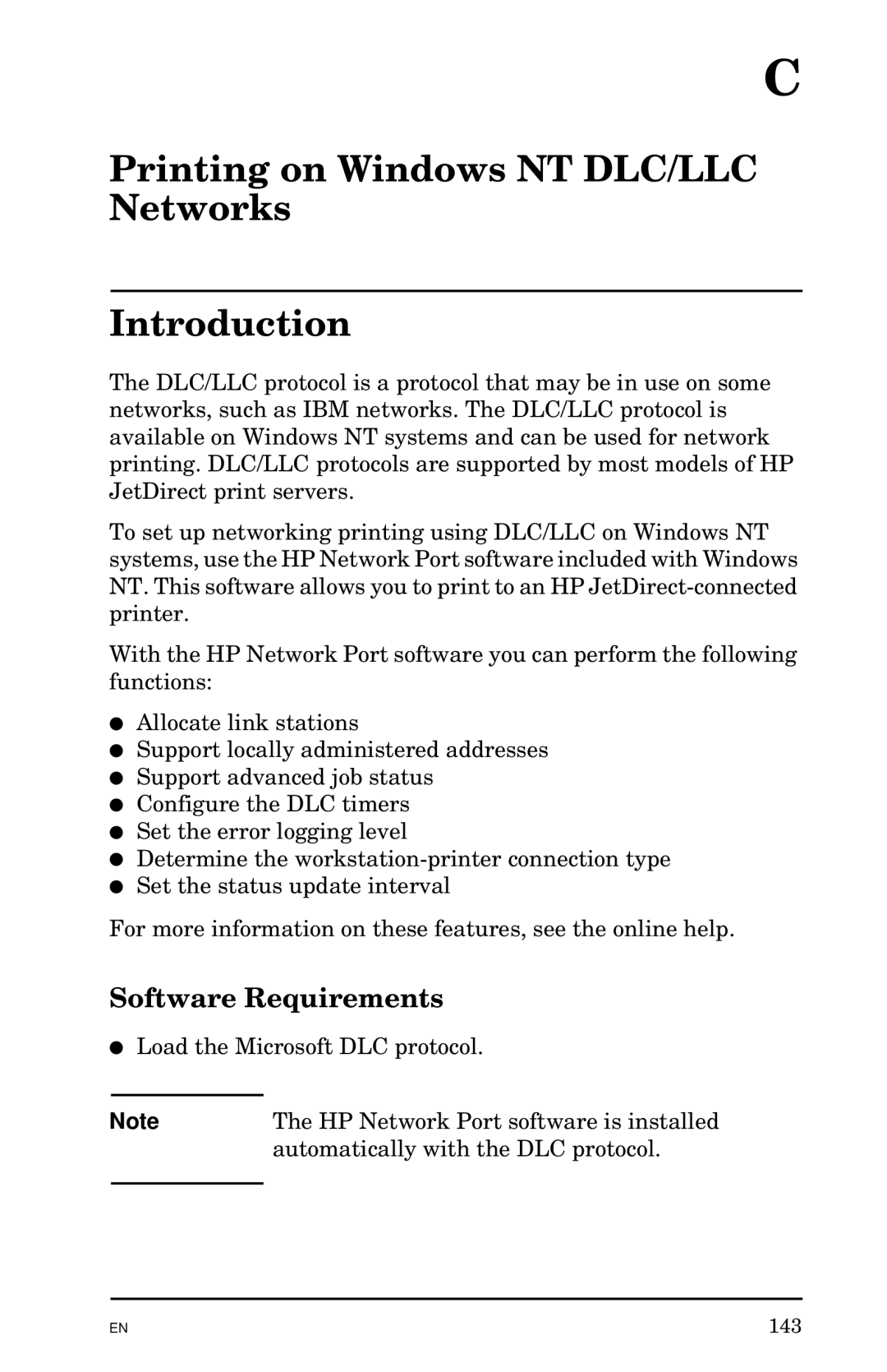 HP 300X manual Printing on Windows NT DLC/LLC Networks Introduction, Software Requirements 