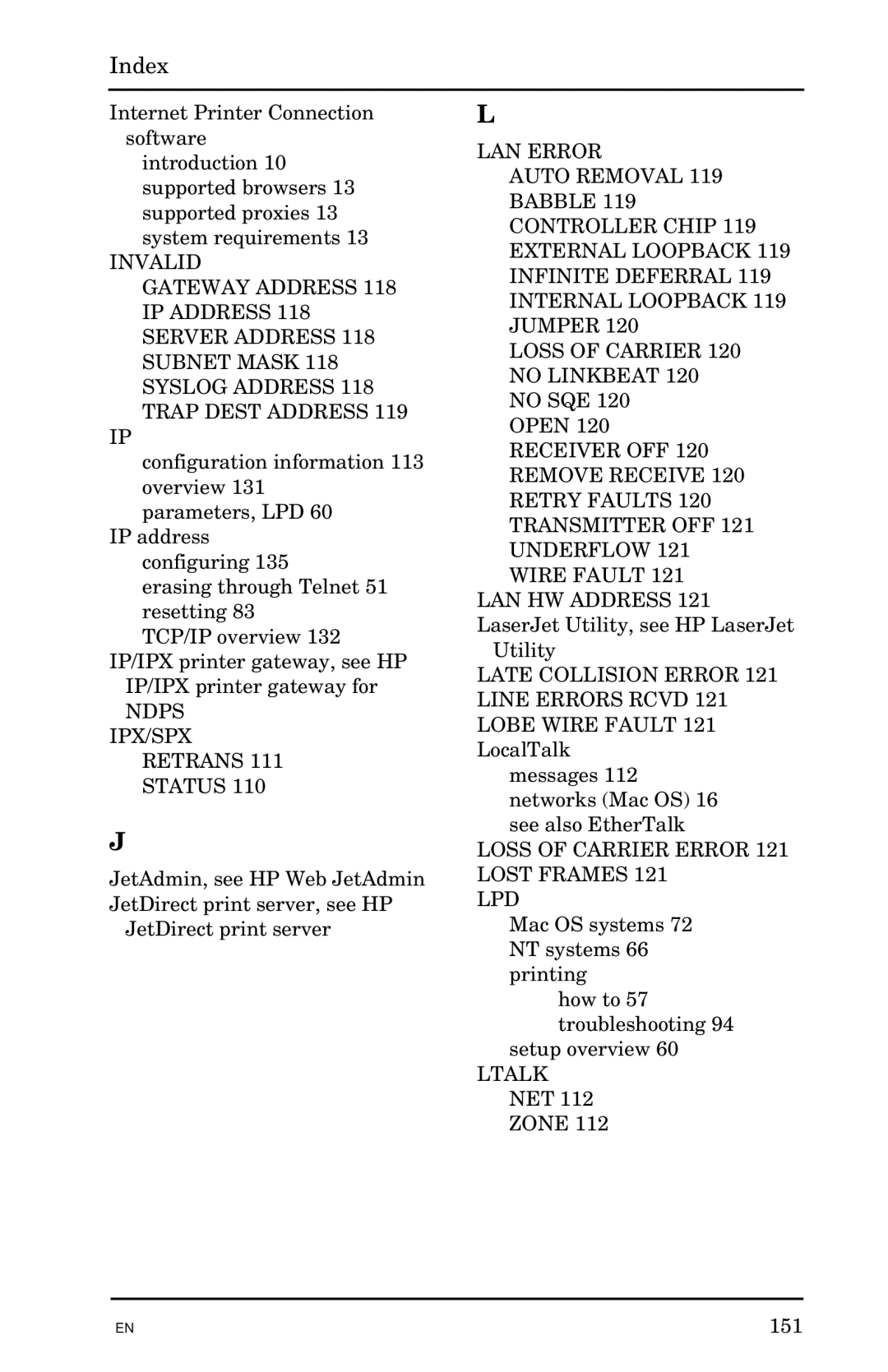 HP 300X manual Ndps IPX/SPX Retrans 111 Status 