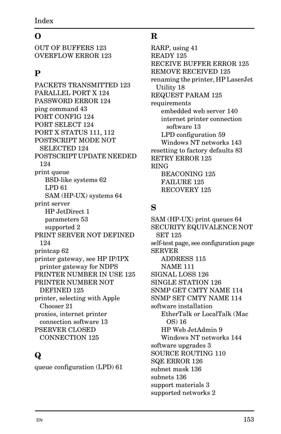 HP 300X manual OUT of Buffers 123 Overflow Error 