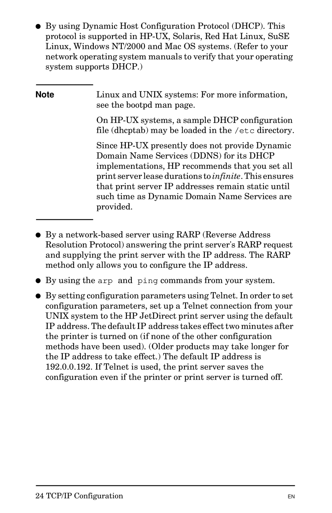 HP 300X manual 24 TCP/IP Configuration 