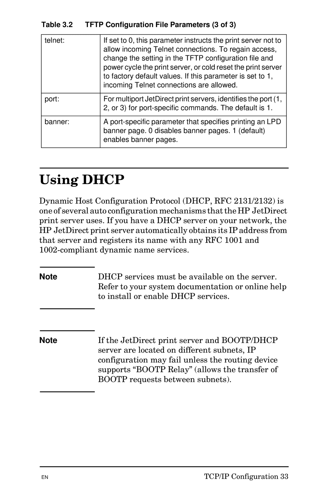 HP 300X manual Using Dhcp, Tftp Configuration File Parameters 3 