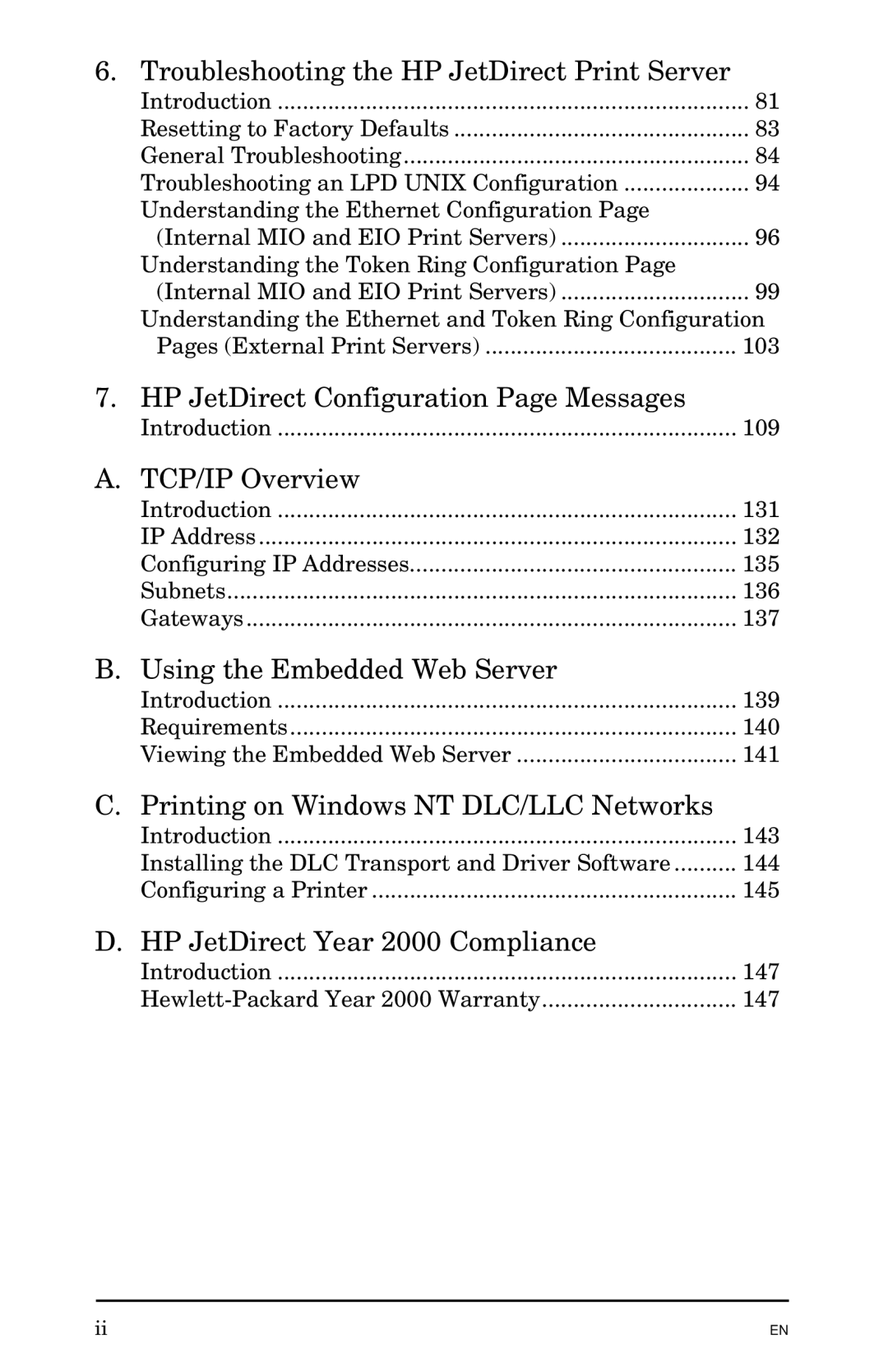 HP 300X manual HP JetDirect Configuration Page Messages 