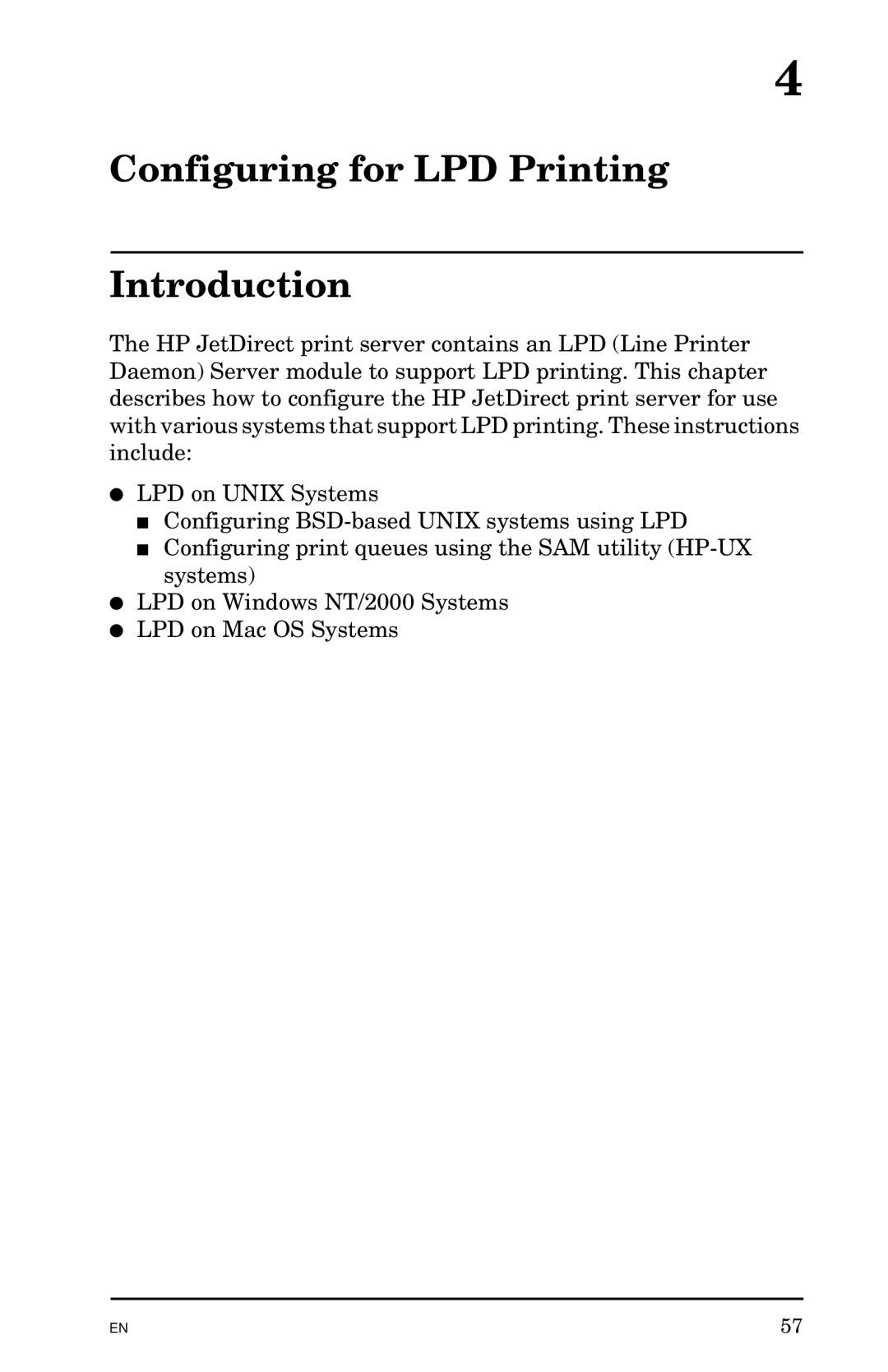 HP 300X manual Configuring for LPD Printing Introduction 