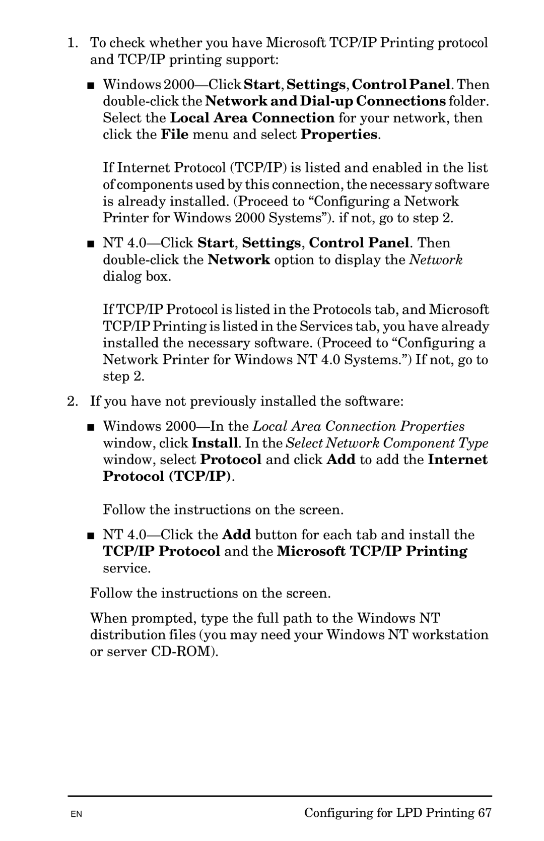 HP 300X manual Configuring for LPD Printing 