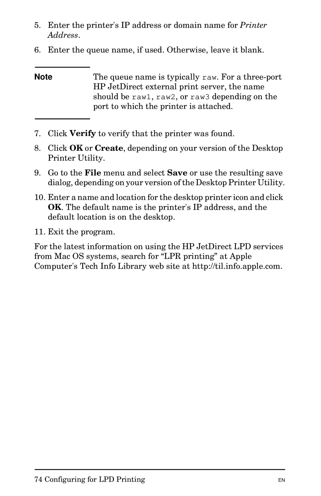 HP 300X manual Configuring for LPD Printing 