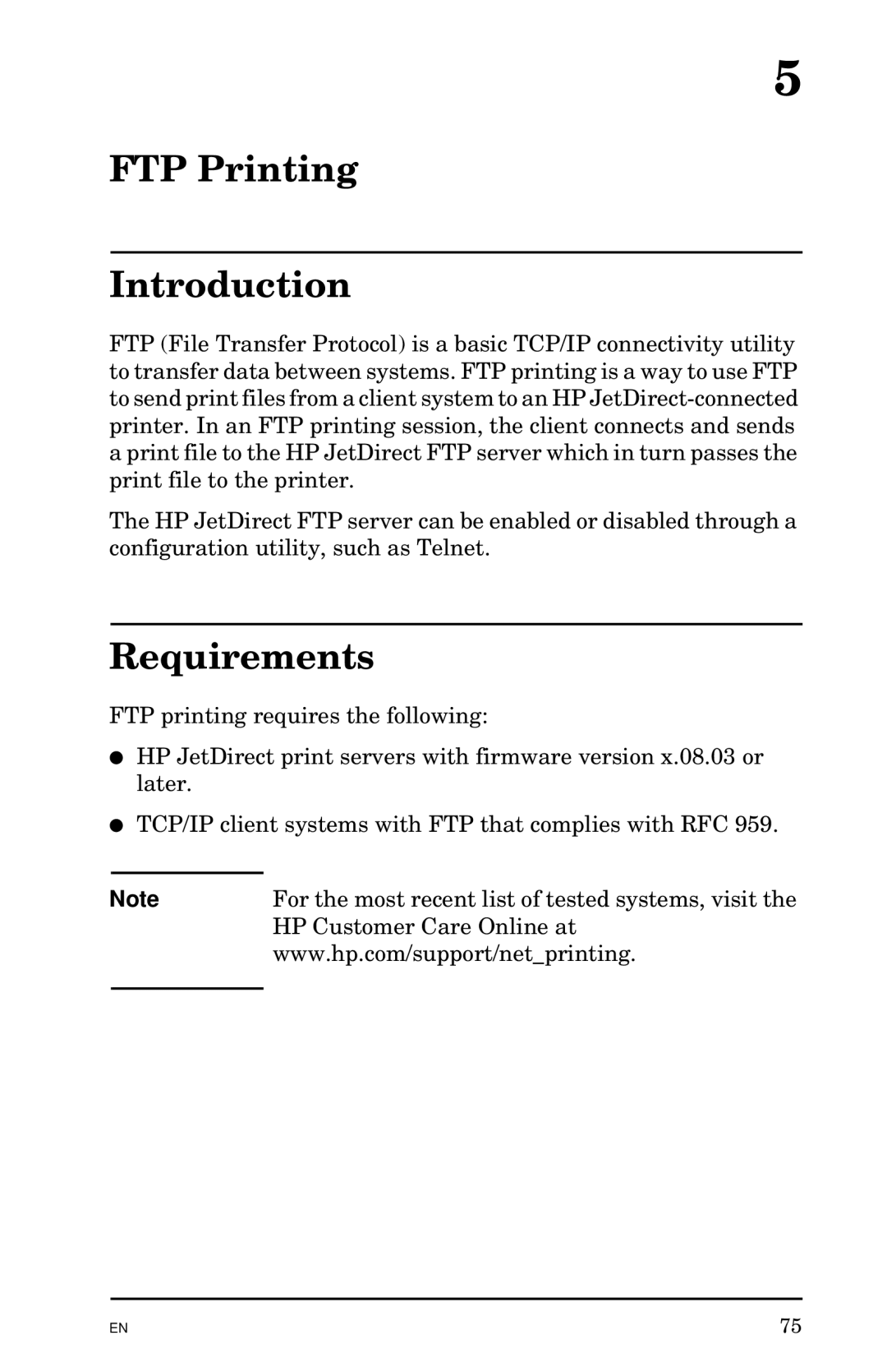 HP 300X manual FTP Printing Introduction, Requirements 