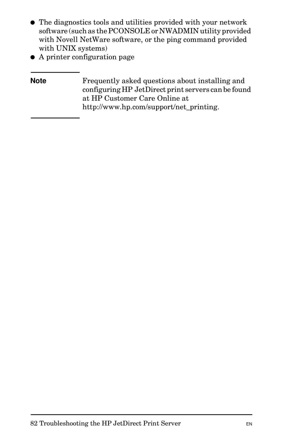 HP 300X manual Troubleshooting the HP JetDirect Print Server 