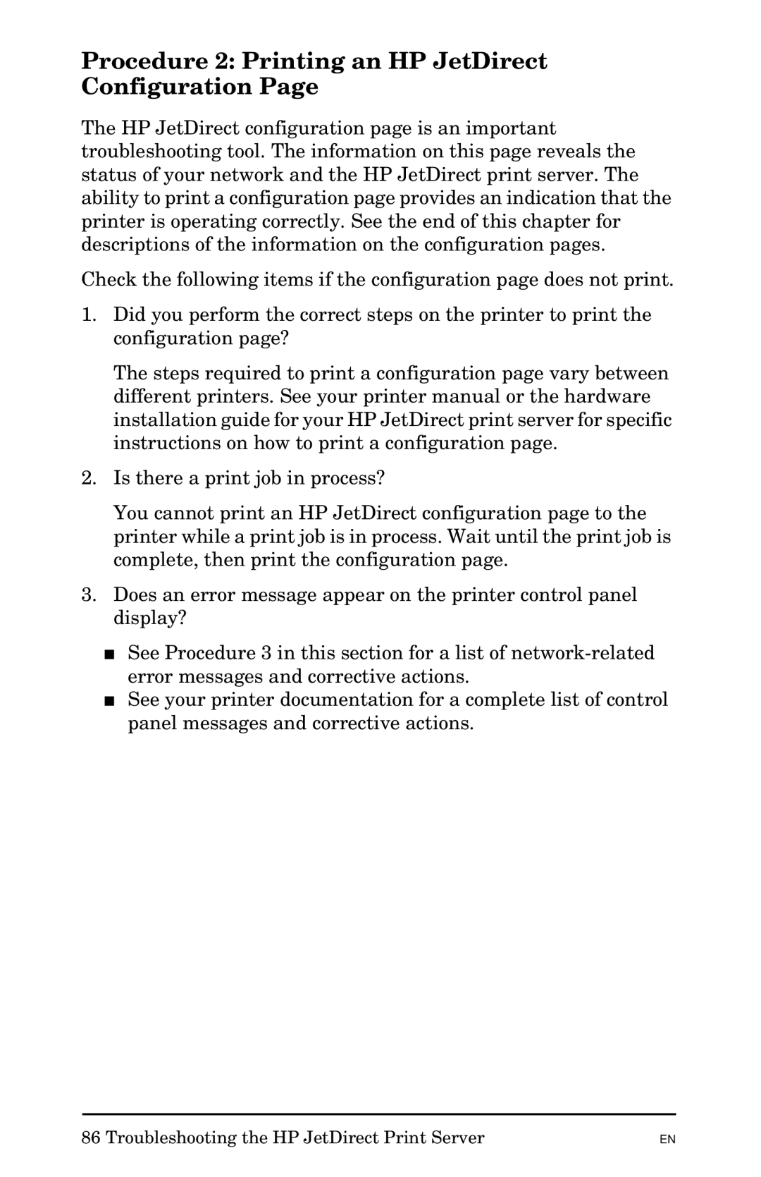 HP 300X manual Procedure 2 Printing an HP JetDirect Configuration 