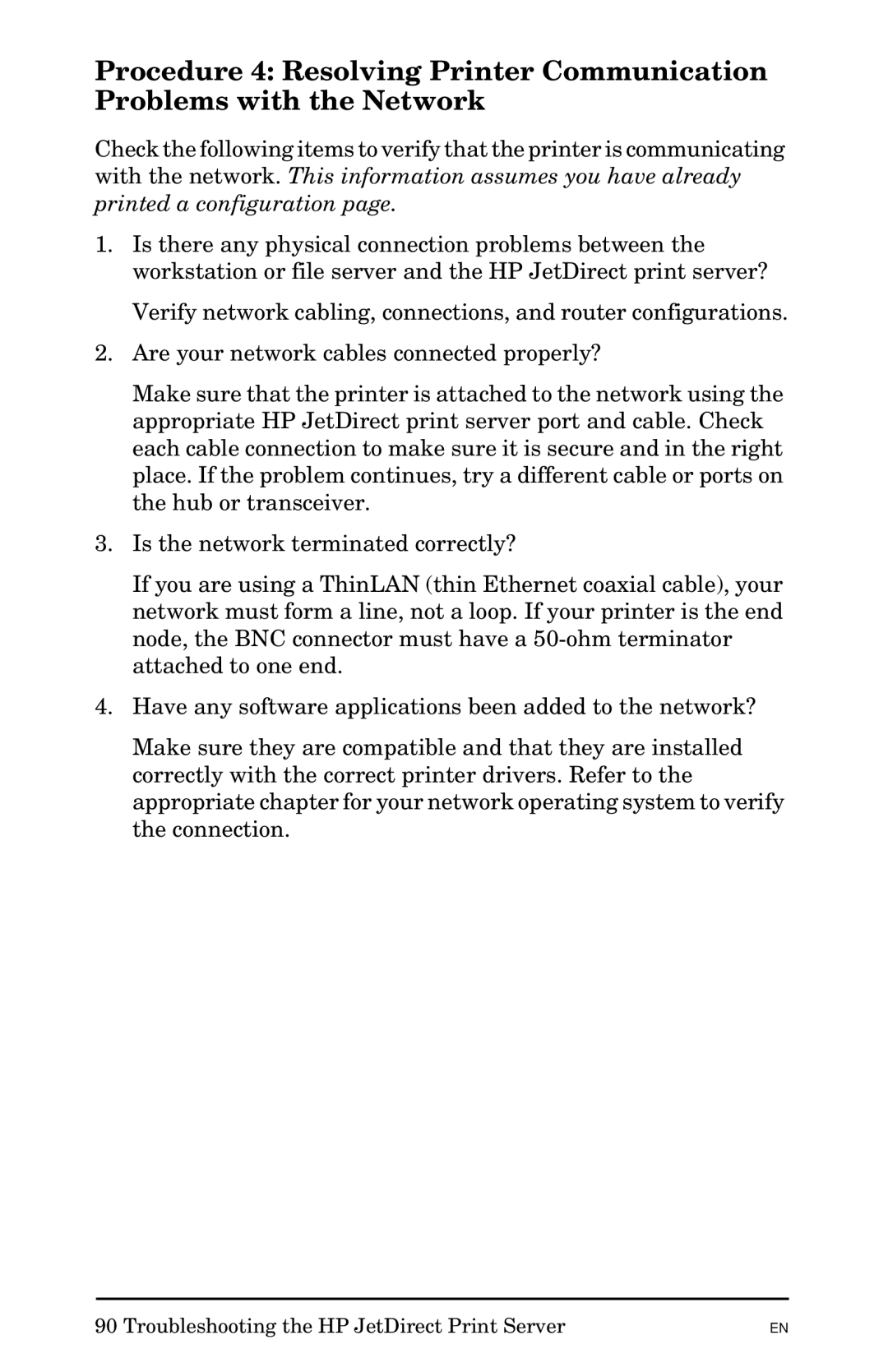 HP 300X manual Troubleshooting the HP JetDirect Print Server 