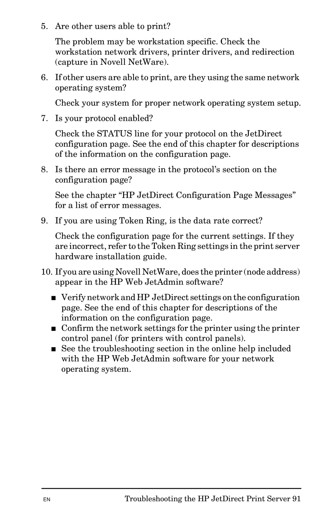 HP 300X manual Troubleshooting the HP JetDirect Print Server 