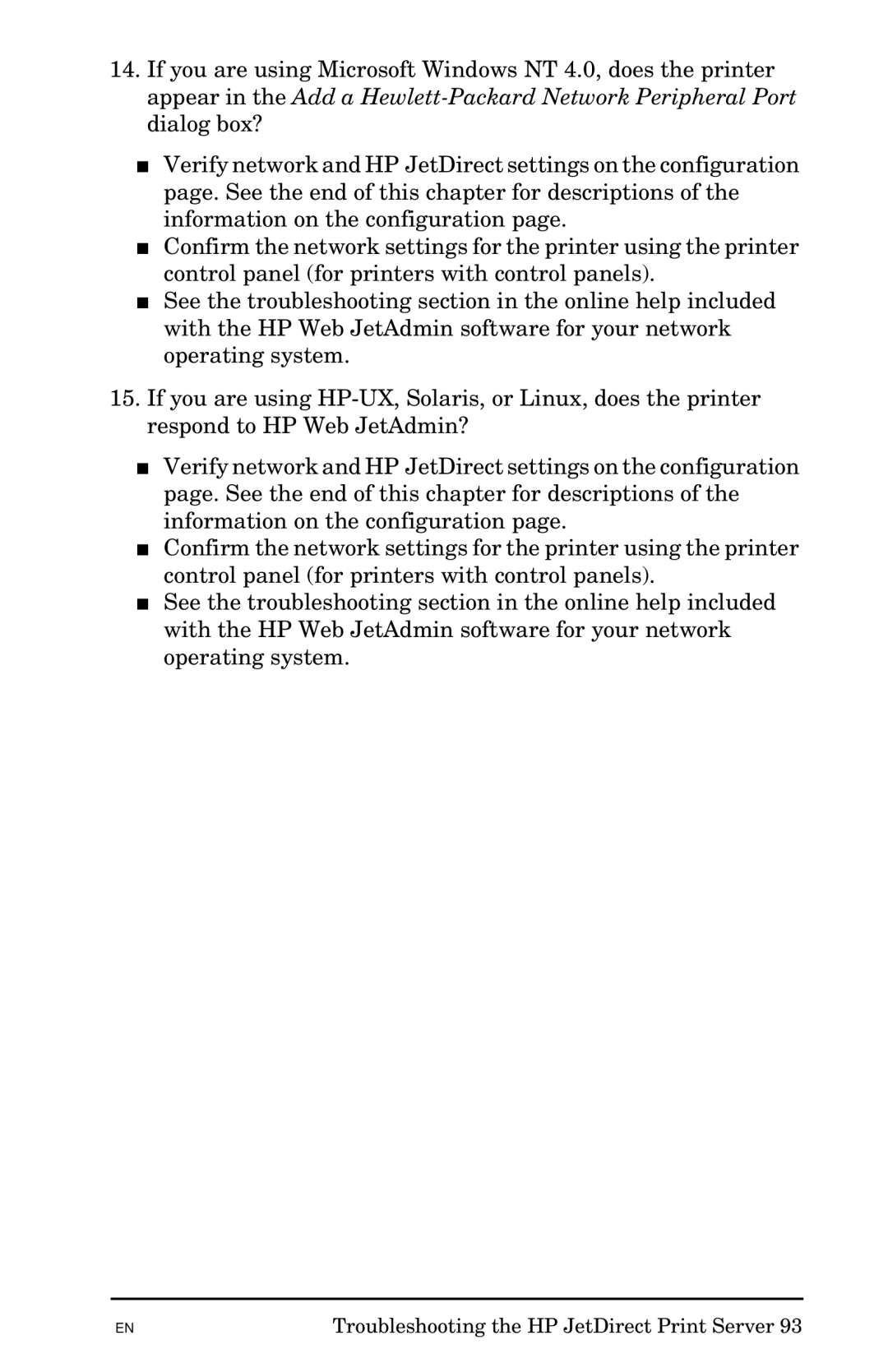 HP 300X manual Troubleshooting the HP JetDirect Print Server 