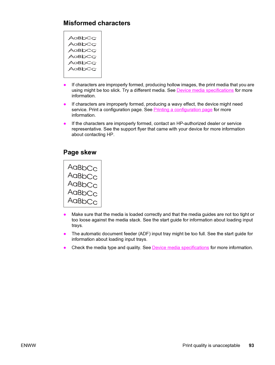 HP 3015 manual Misformed characters, Skew 