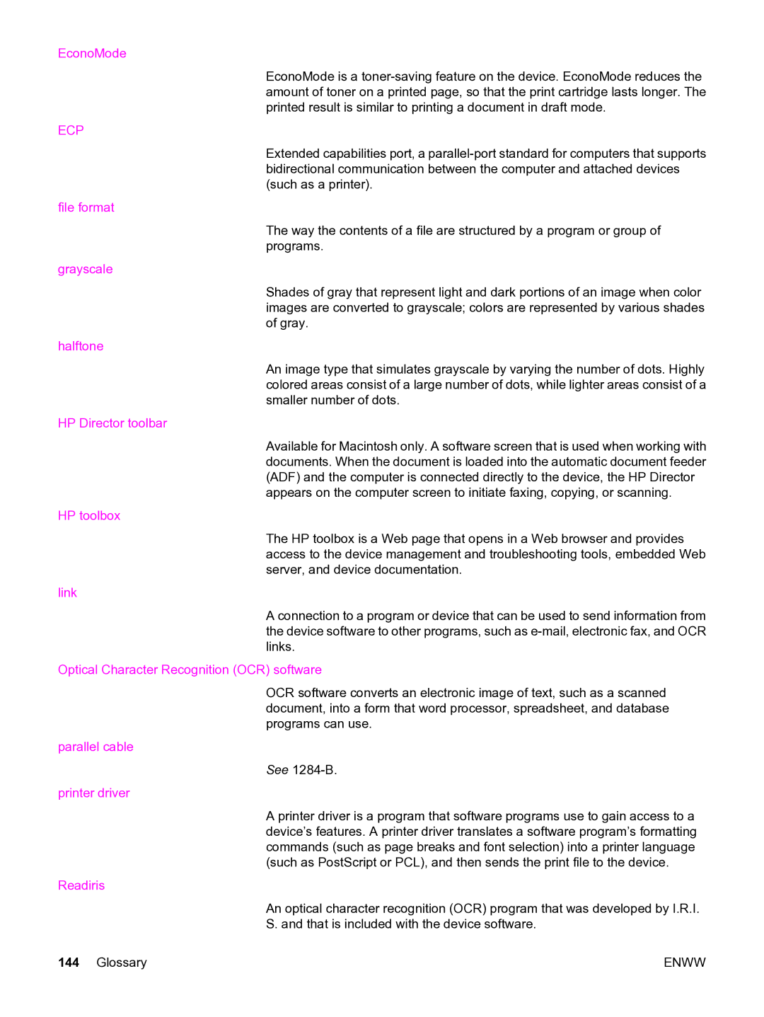 HP 3015 manual Ecp 