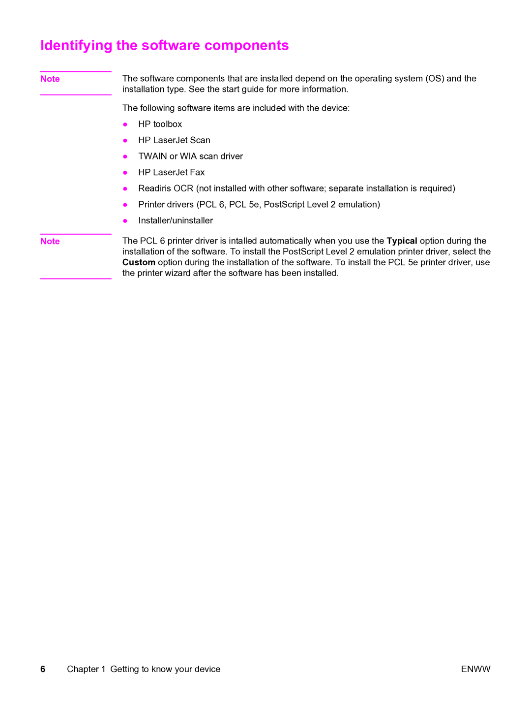 HP 3015 manual Identifying the software components 