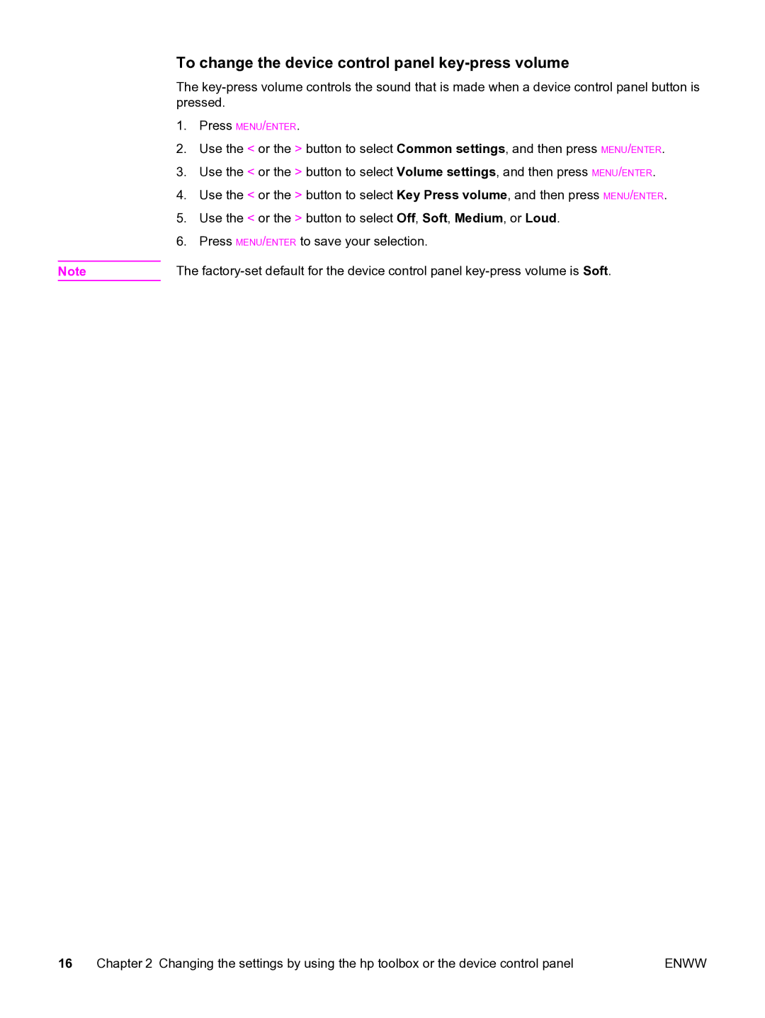 HP 3015 manual To change the device control panel key-press volume 