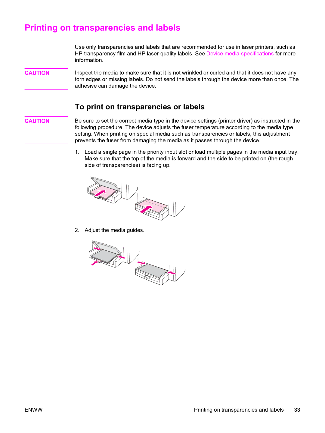 HP 3015 manual Printing on transparencies and labels, To print on transparencies or labels 