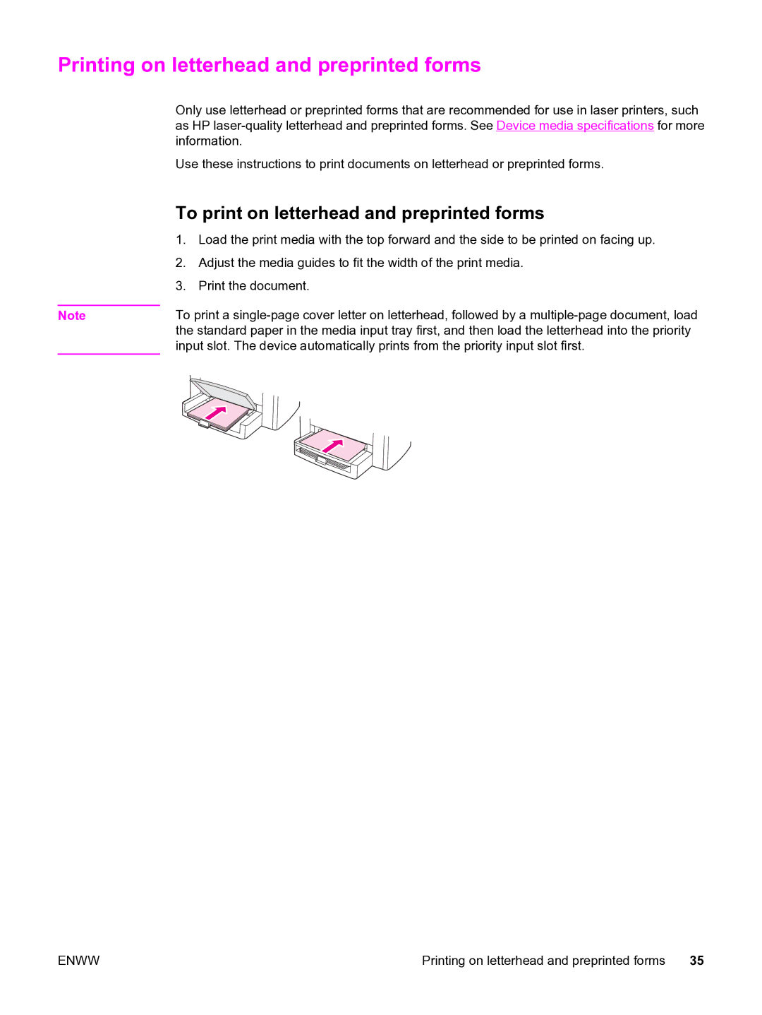 HP 3015 manual Printing on letterhead and preprinted forms, To print on letterhead and preprinted forms 