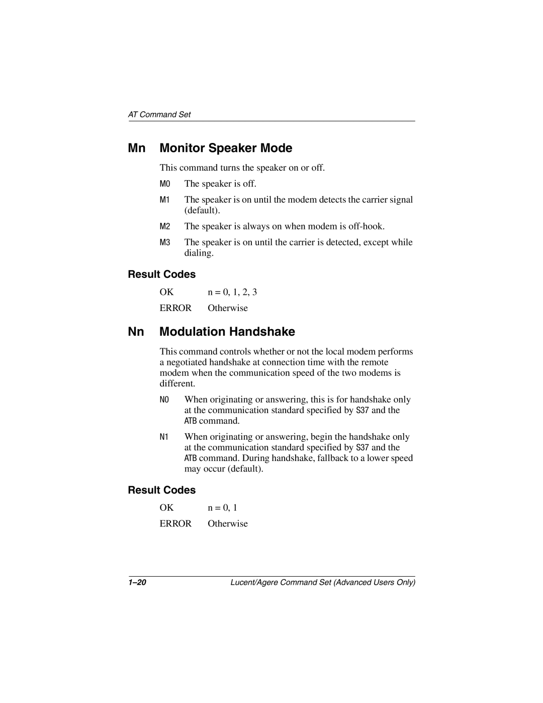 HP 3070US, 3016US, 3017CL, 3015CA, 3005US, 3008CL, 3020US, 3019CL, 3028CL, 3050US Mn Monitor Speaker Mode, Nn Modulation Handshake 