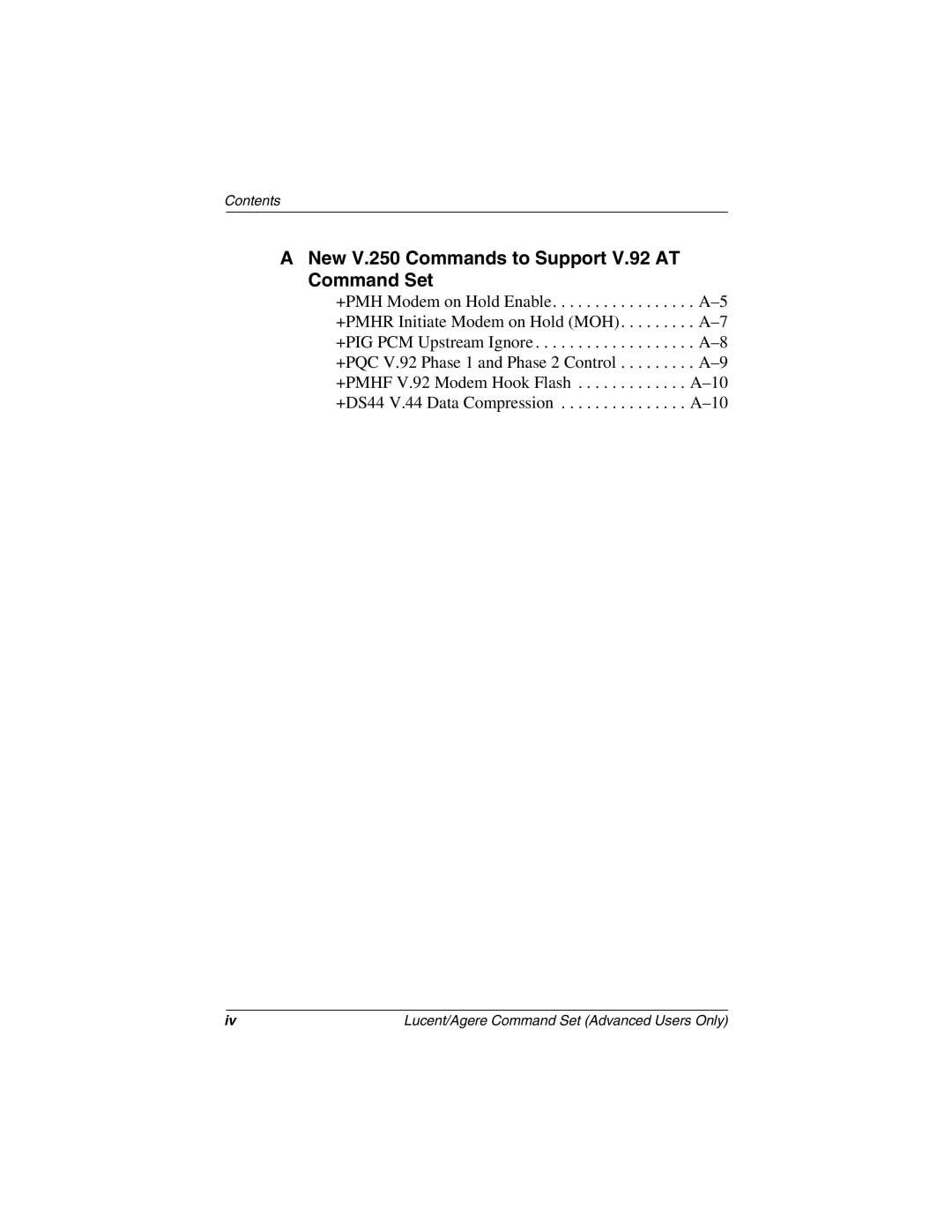 HP 3008CL, 3016US, 3017CL, 3015CA, 3005US, 3020US, 3019CL, 3028CL, 3050US manual New V.250 Commands to Support V.92 AT Command Set 