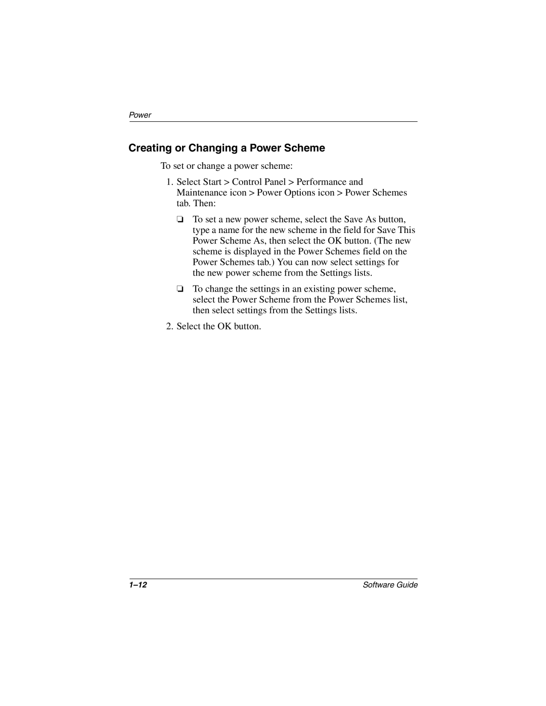 HP 3017CL, 3016US, 3015US, 3018CL, 3015CA, 3005US, 3008CL, 3020US, 3019CL, 3028CL, 3050US manual Creating or Changing a Power Scheme 