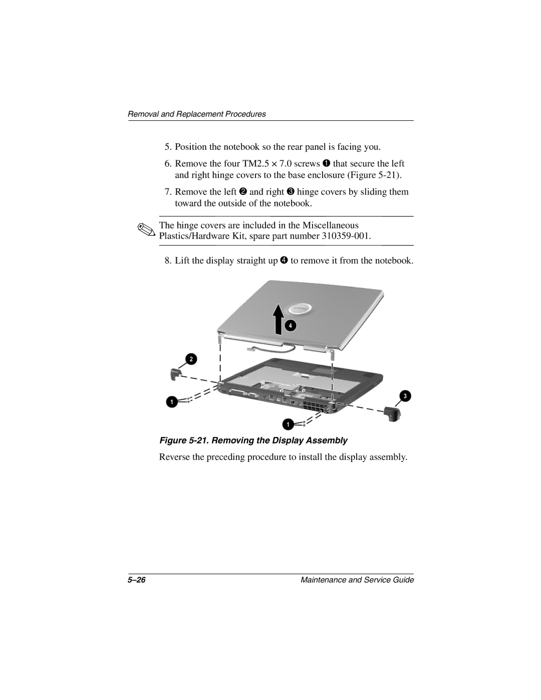 HP 3045US, 3016US, 3017CL, 3015US, 3018CL, 3015CA, 3005US, 3008CL, 3020US, 3019CL, 3028CL, 3050US manual Removing the Display Assembly 