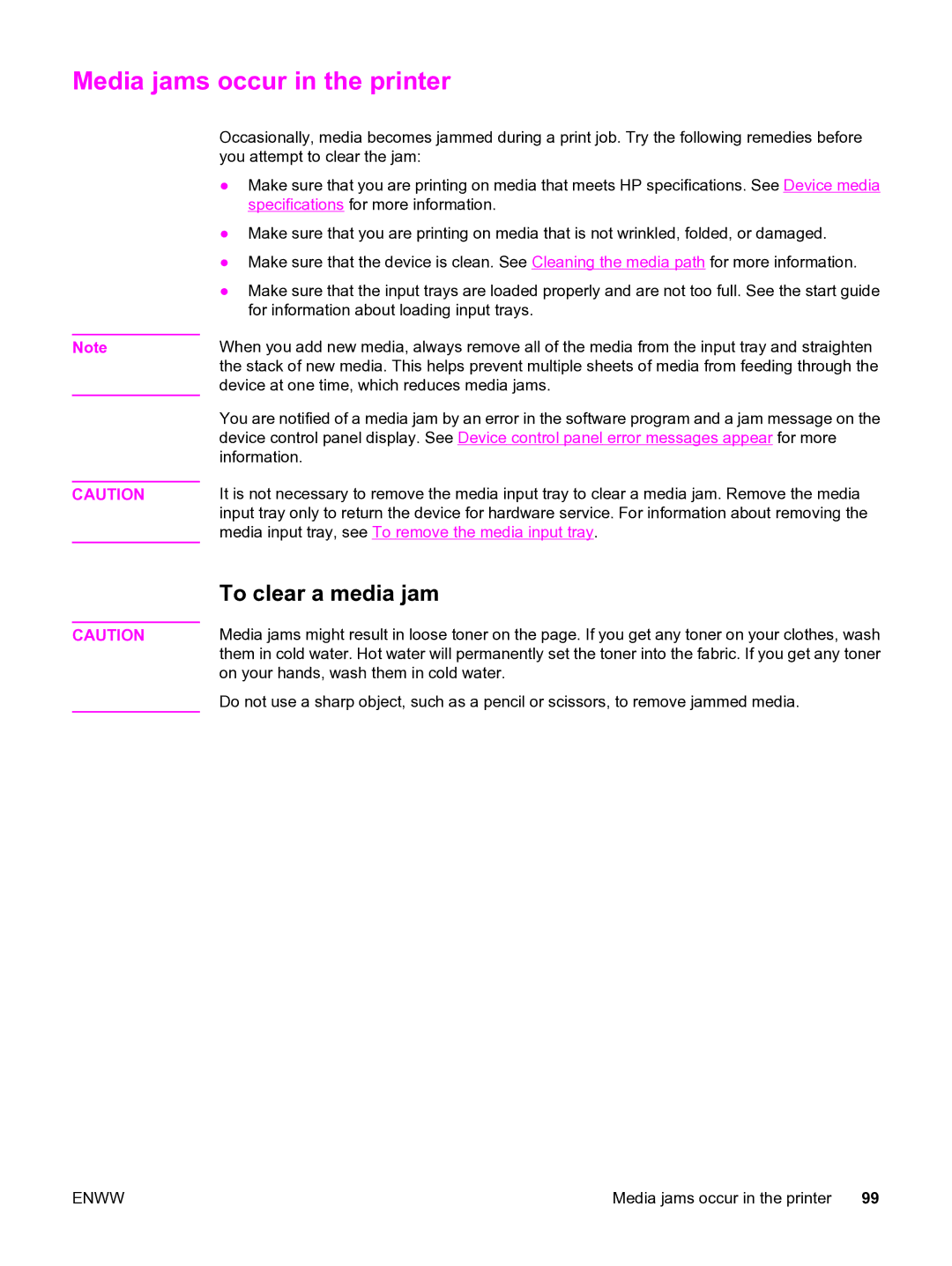 HP 3020 manual Media jams occur in the printer, To clear a media jam 