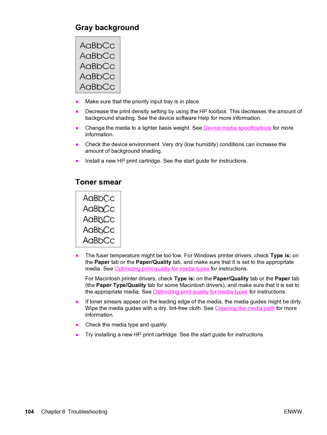 HP 3020 manual Gray background, Toner smear 