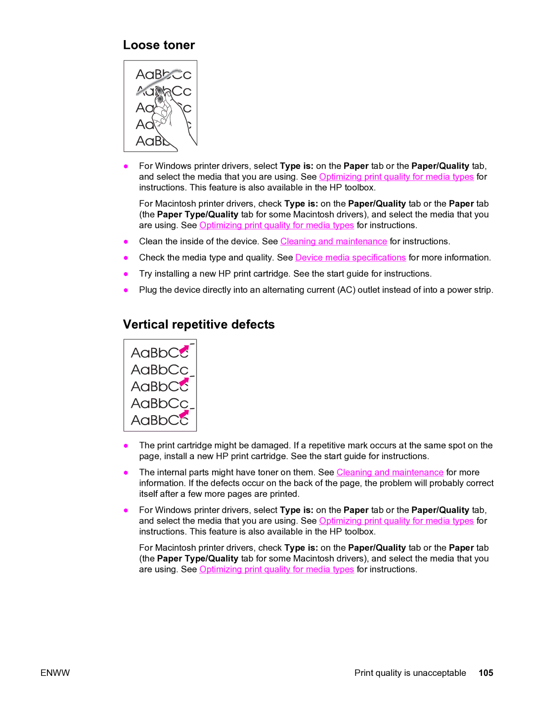 HP 3020 manual Loose toner, Vertical repetitive defects 