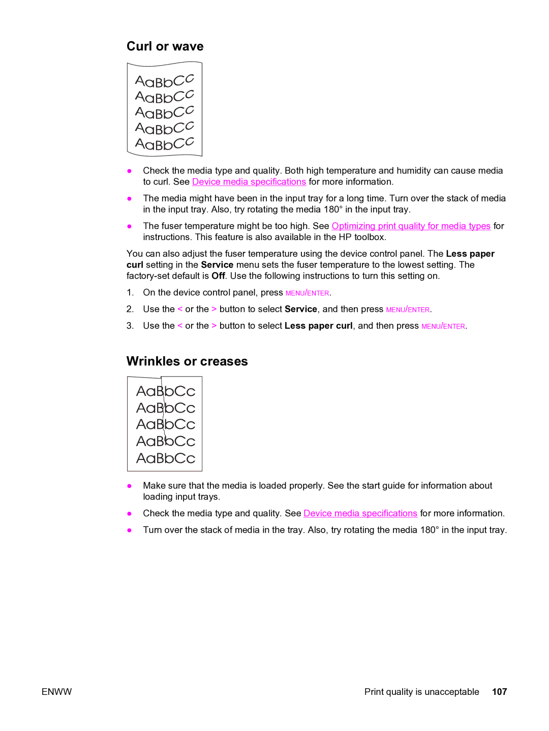 HP 3020 manual Curl or wave, Wrinkles or creases 