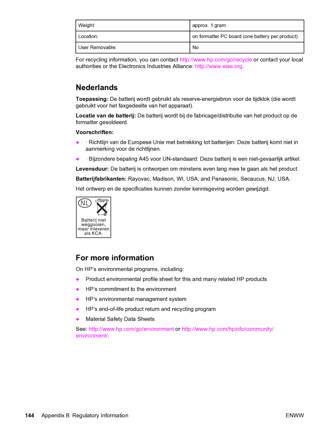 HP 3020 manual Nederlands, For more information, Voorschriften 