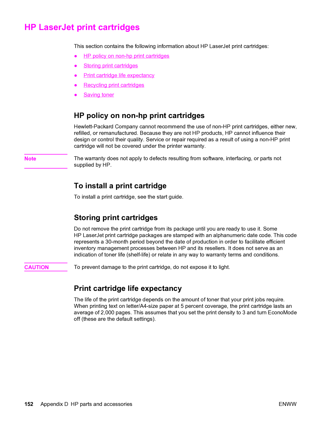 HP 3020 manual HP LaserJet print cartridges, HP policy on non-hp print cartridges, To install a print cartridge 