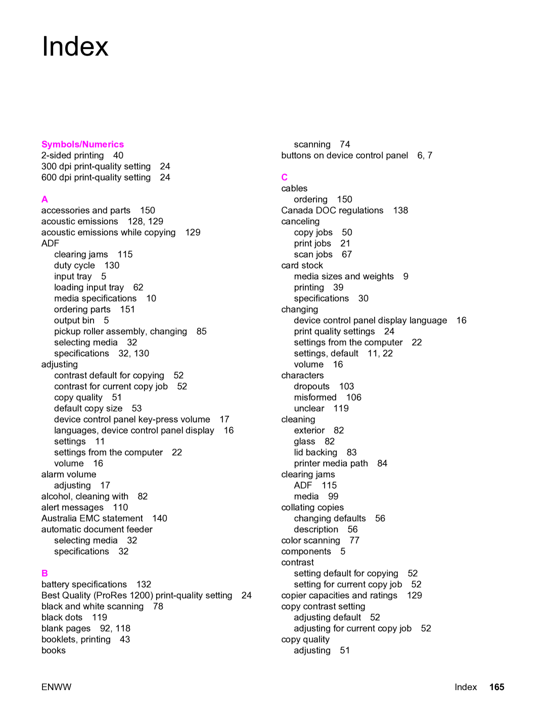 HP 3020 manual Index, Symbols/Numerics 