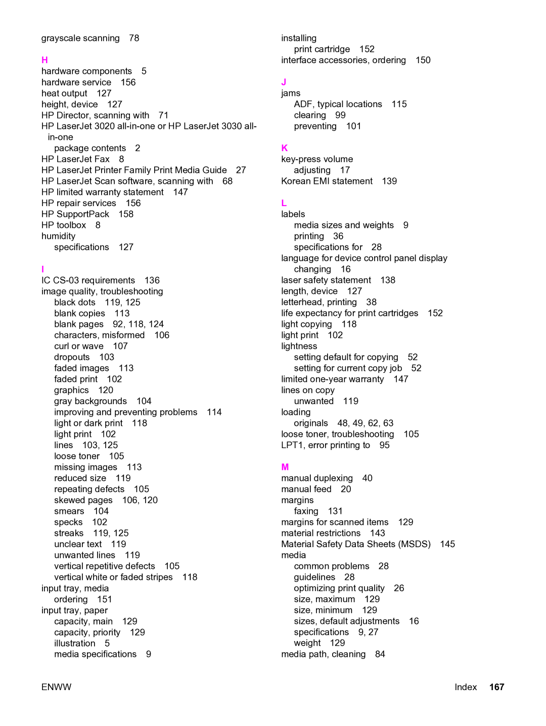 HP 3020 manual Jams 