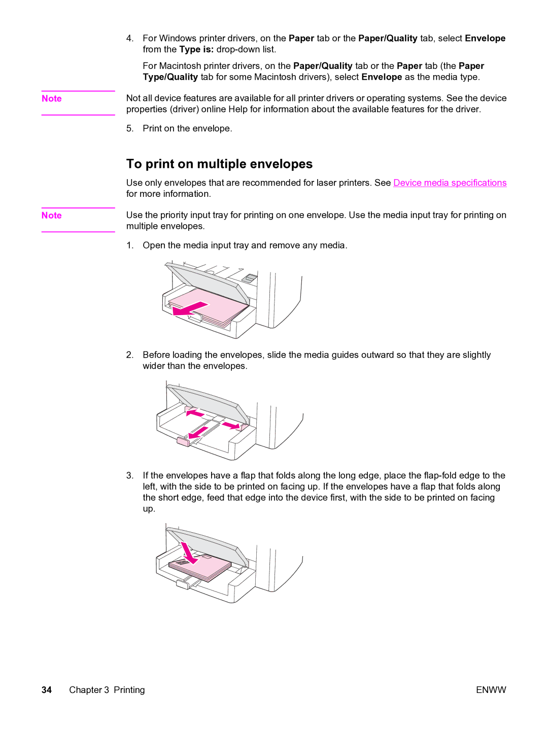 HP 3020 manual To print on multiple envelopes 