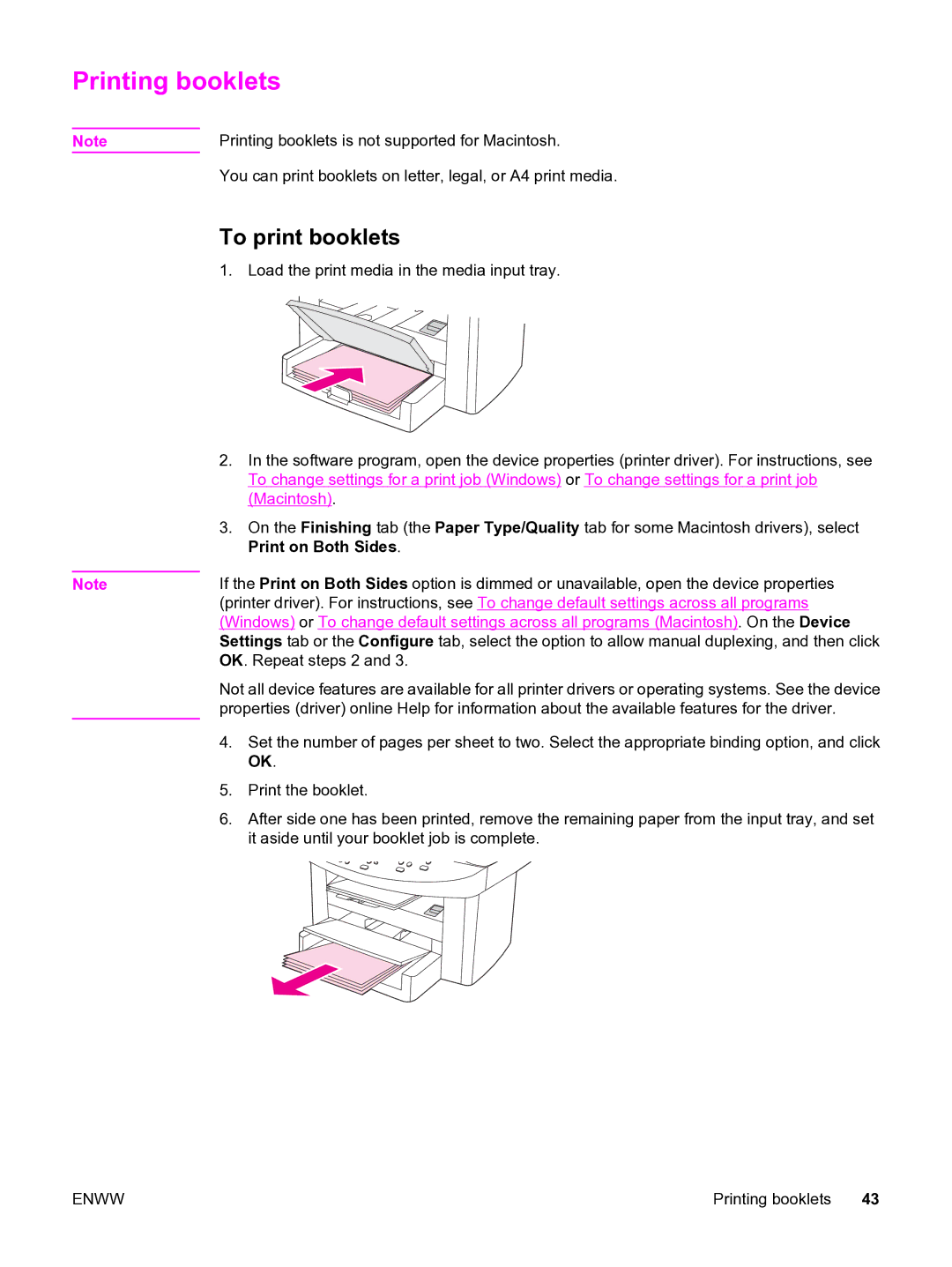 HP 3020 manual Printing booklets, To print booklets, Print on Both Sides 