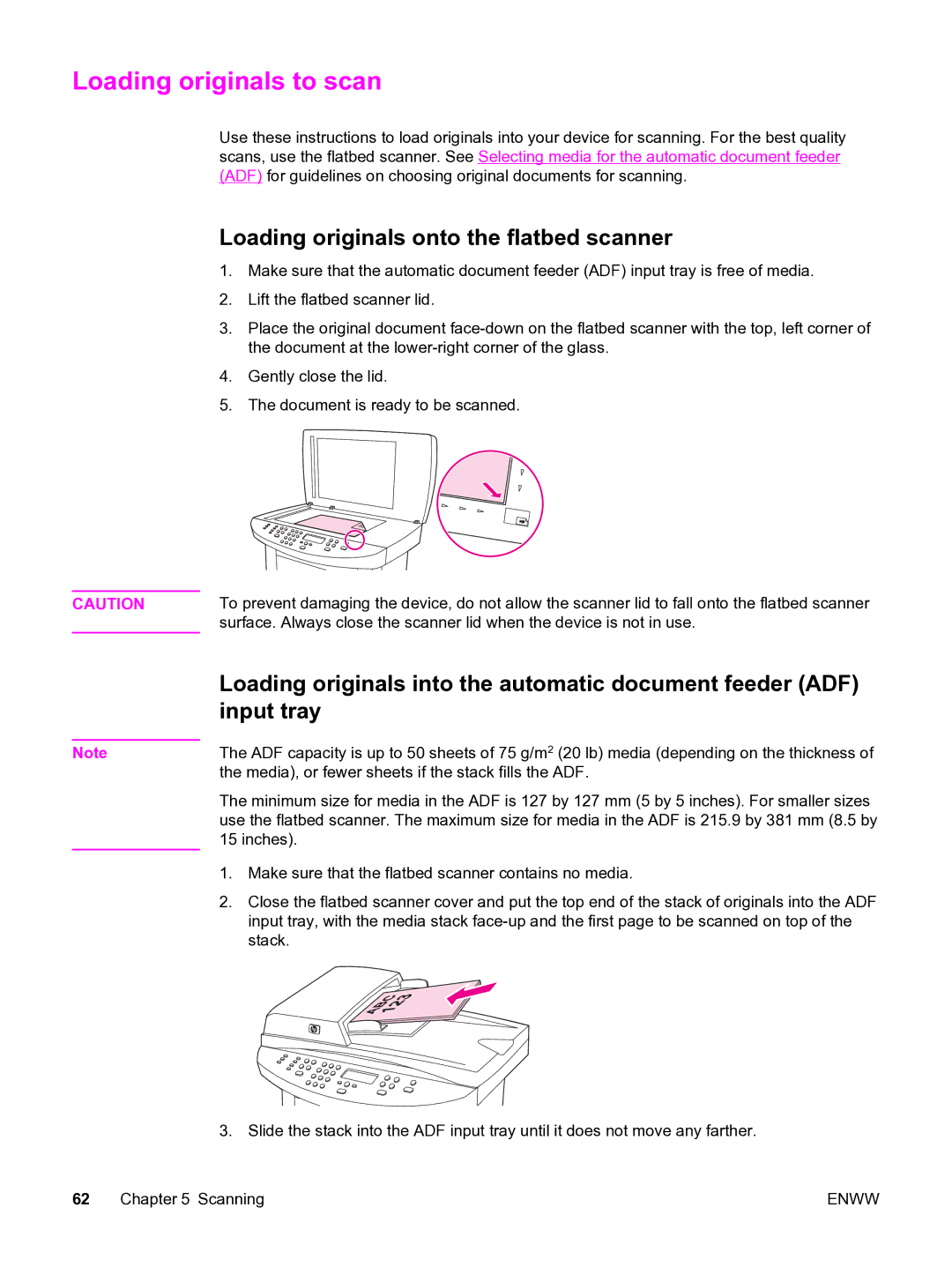 HP 3020 manual Loading originals to scan, Loading originals onto the flatbed scanner 