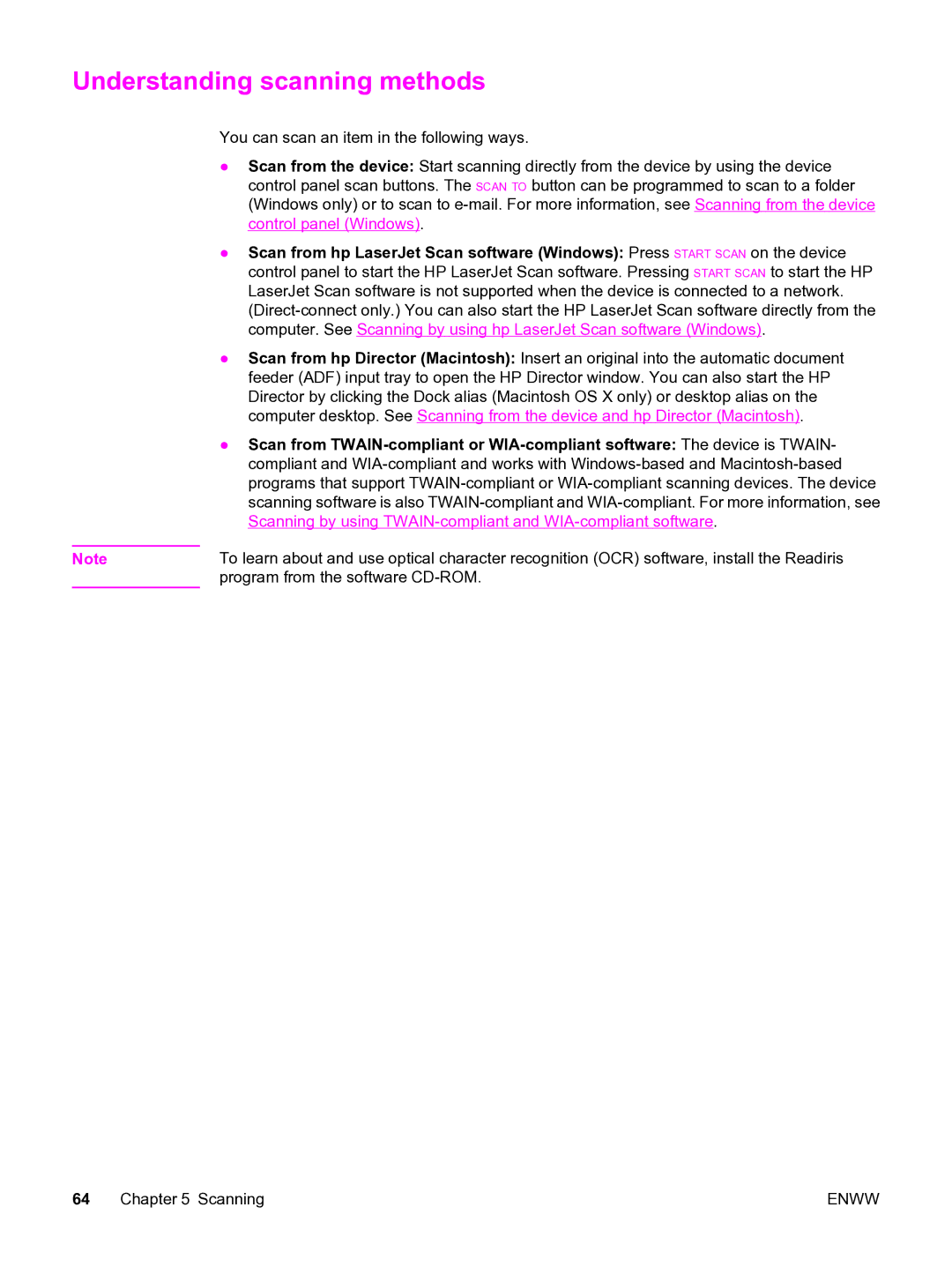 HP 3020 manual Understanding scanning methods 