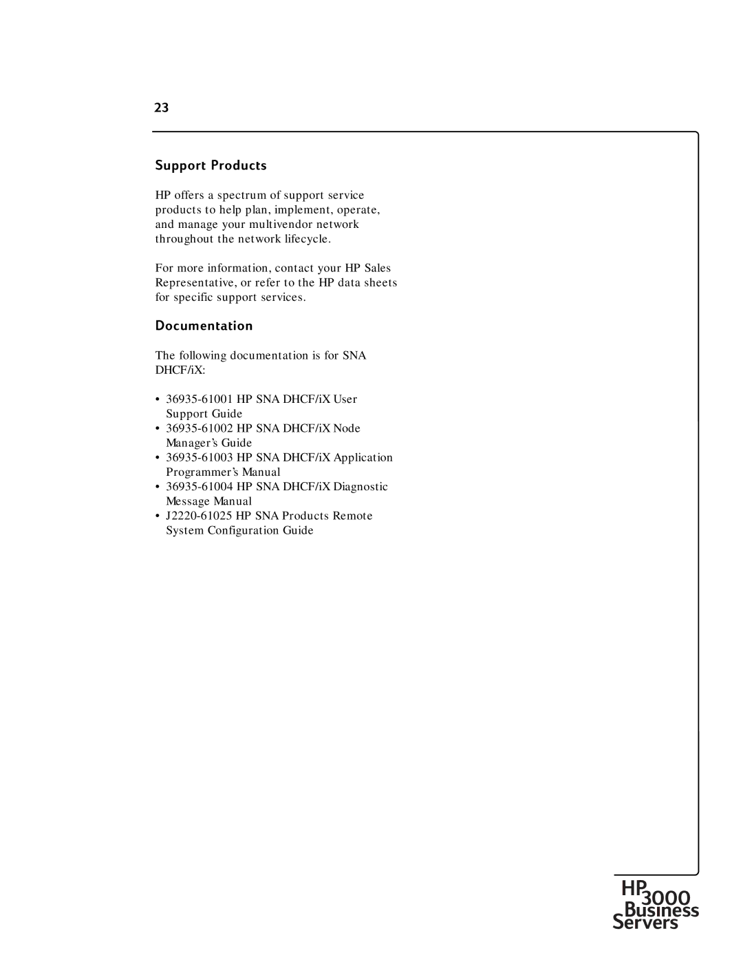 HP 30292B manual Support Products 