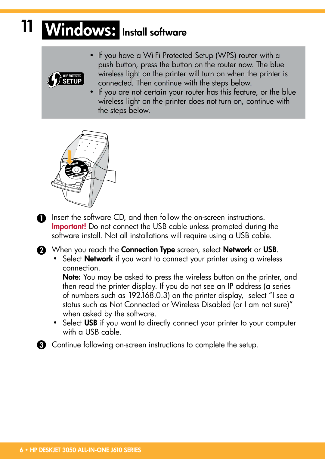 HP 3050 - J610a manual Windows Install software 