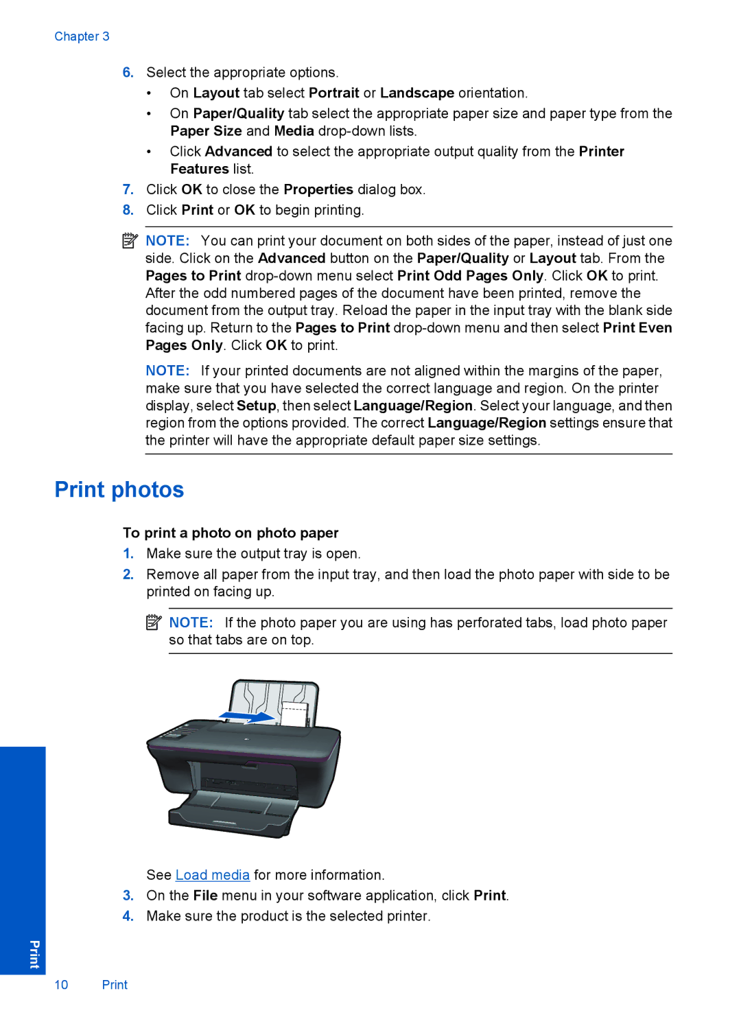 HP 3050 J610A CH376A#B1H manual Print photos, To print a photo on photo paper 