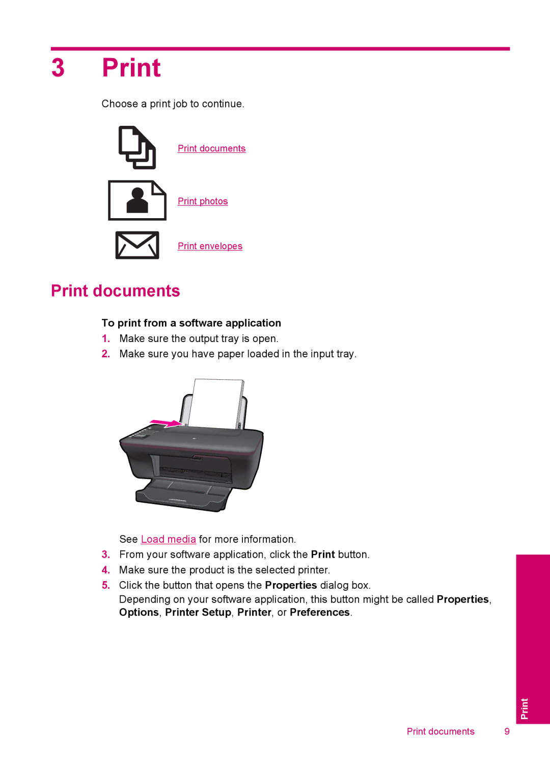 HP 3050 - J610a, 3054 - J610a manual Print documents, To print from a software application 