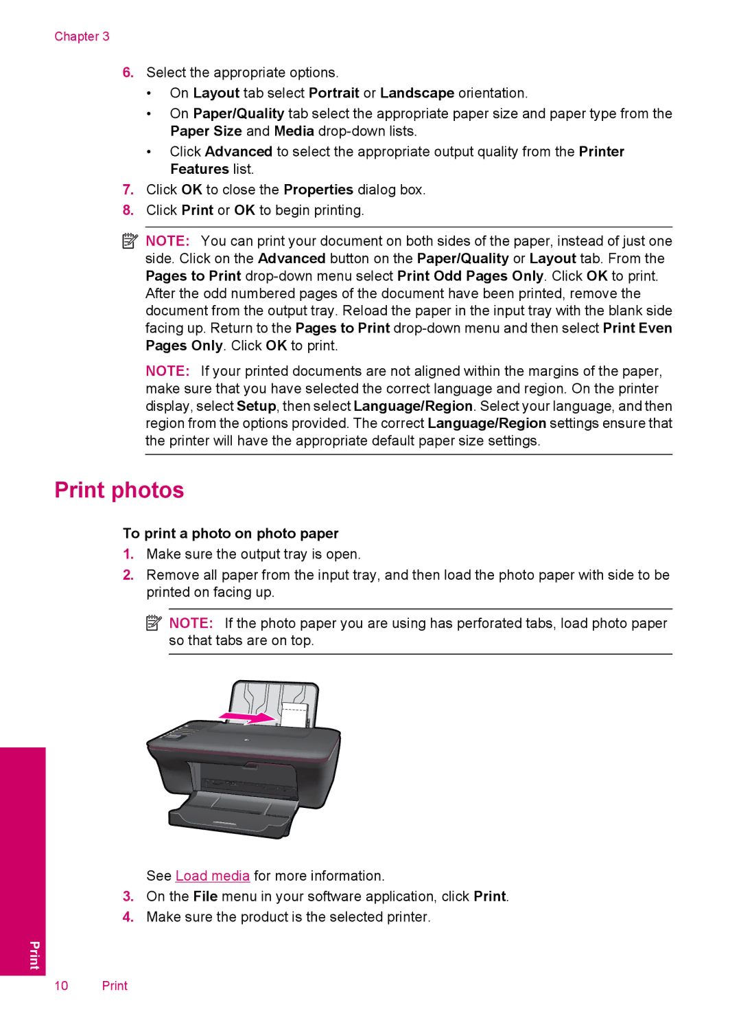 HP 3054 - J610a, 3050 - J610a manual Print photos, To print a photo on photo paper 