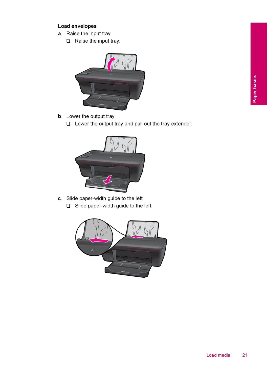 HP 3050 - J610a, 3054 - J610a manual Load envelopes 